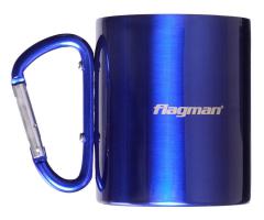 Термо чашка металлическая Flagman 300ml синяя с карабином