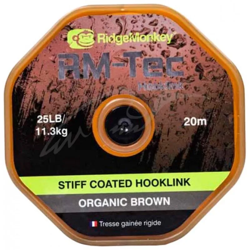 Stiff Coated Hooklink Organic Brown 25lb 20м