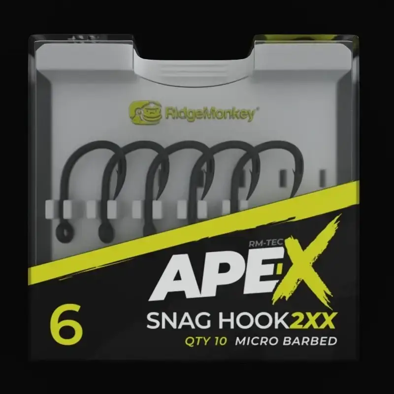 Крючок карповый RidgeMonkey Ape-X Snag Hook 2XX с бородкой